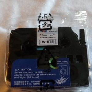 Fimax 18mm label tape - FZe-241 model, compatible W/Brother TZe-241 tapes.